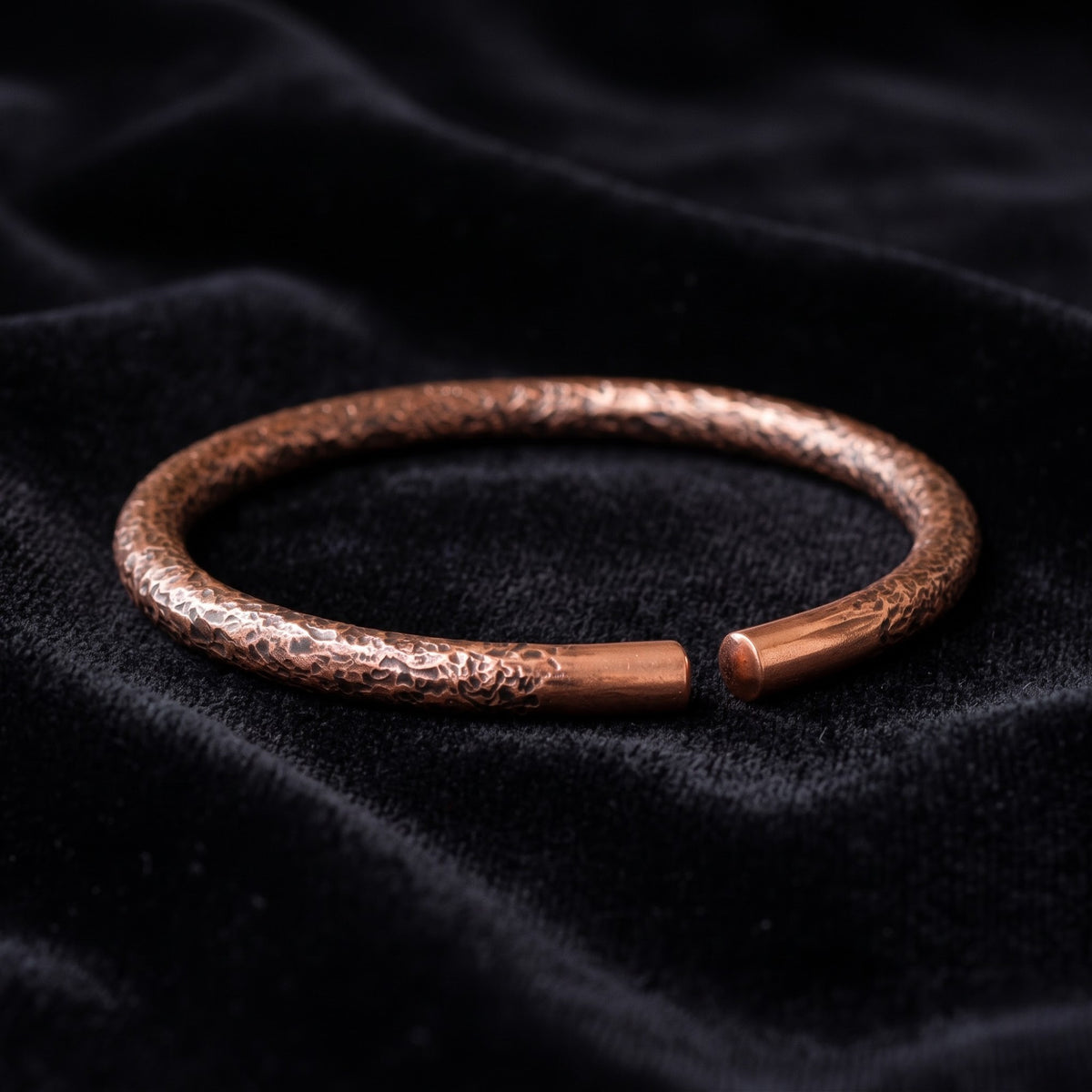 Handmade Hammered Pure Copper Cuff Bracelet – Rustic Textured Design