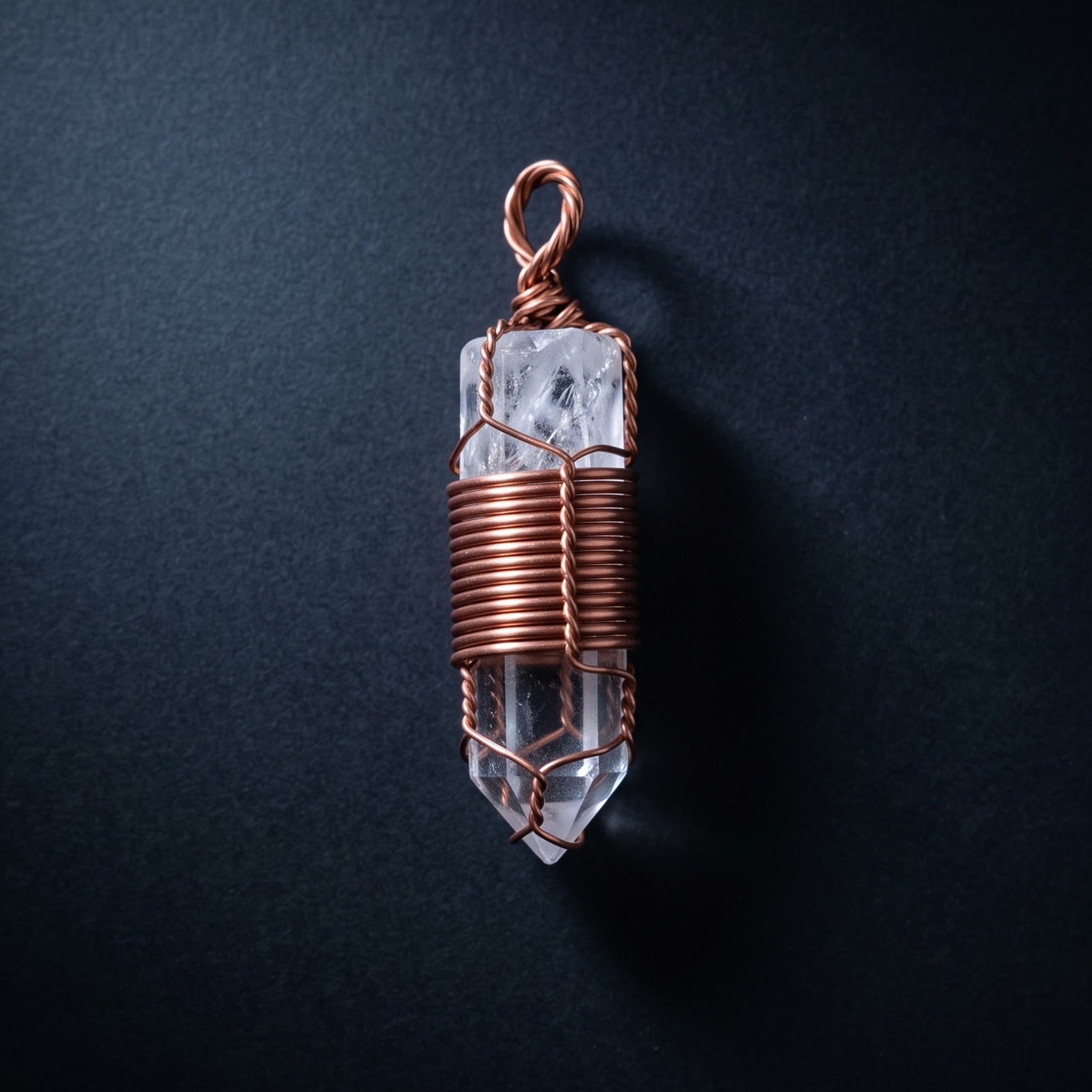 Copper Wrapped Single-Terminated Clear Quartz
