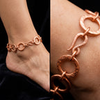 Hammered Ring Link Copper Anklet - Handmade Chain Link Copper Anklet