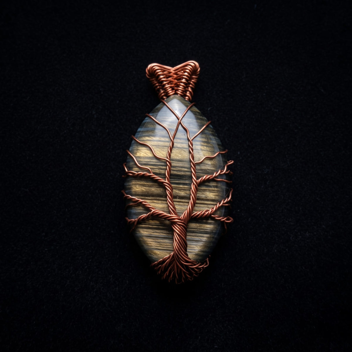 Tree of Life – Labradorite Copper Pendant (Golden Flash)