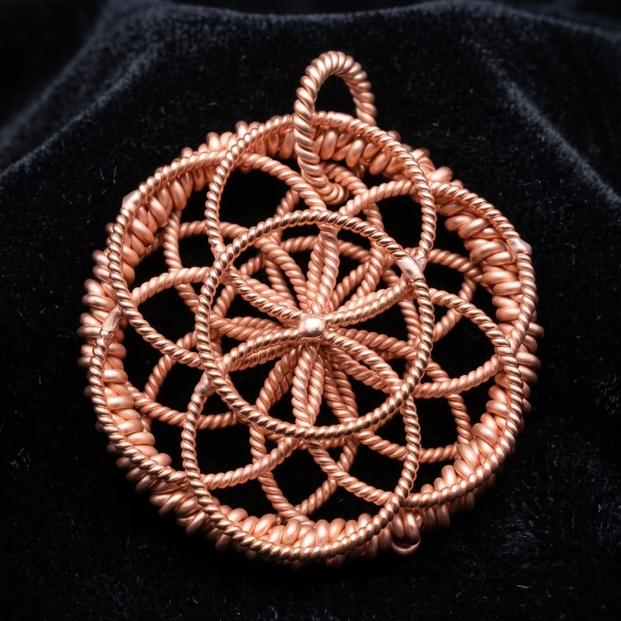 Flower of Life Copper Pendant Necklace V5 - Handmade Sacred Geometry Jewelry