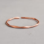 Handmade Faceted Pure Copper Cuff Bracelet – Elegant Twisted Design