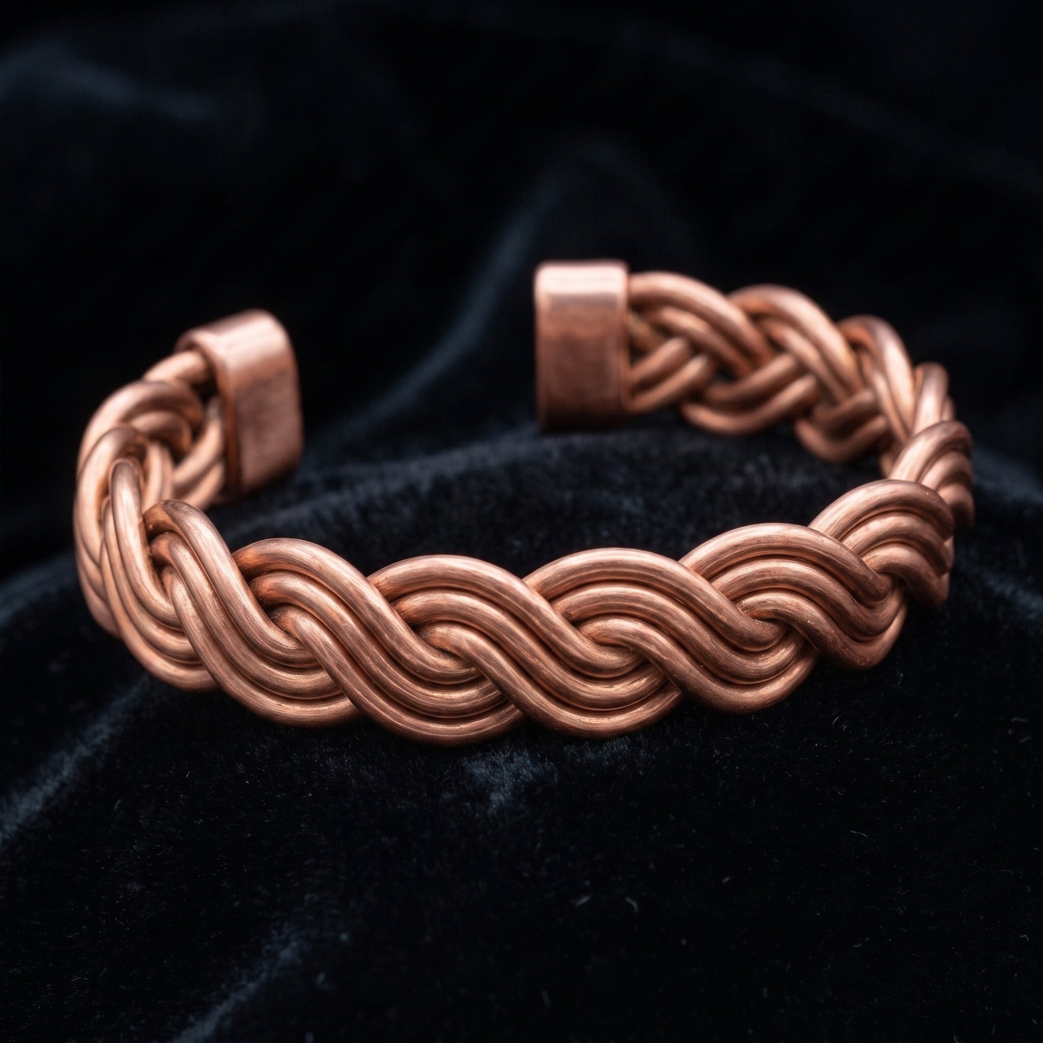 Braided Copper Cuff Bracelet - Handmade Solid Copper Bangle for Men & Women