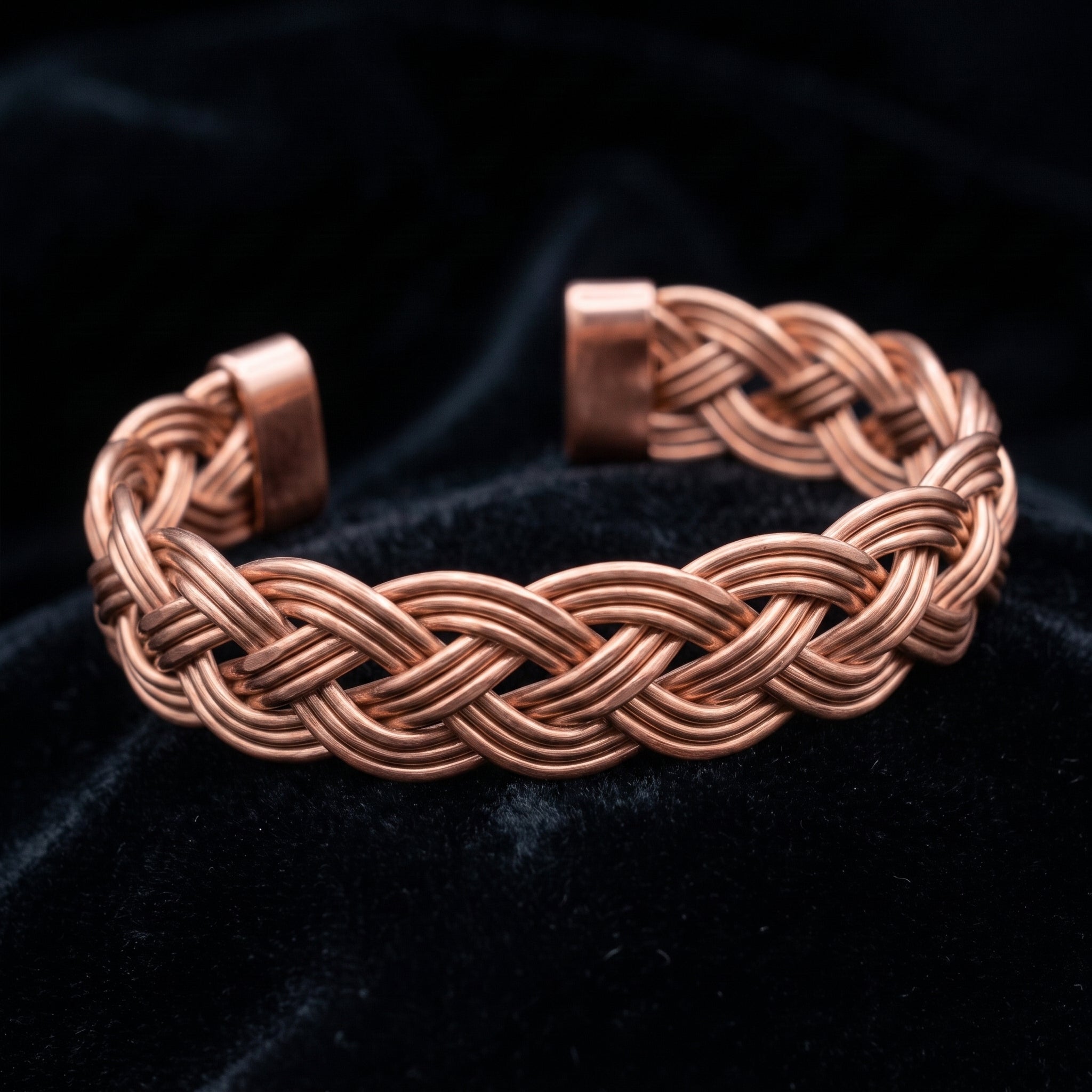 Chunky Braided Copper Cuff Bracelet - Handmade Thick Copper Bangle for Men & Women