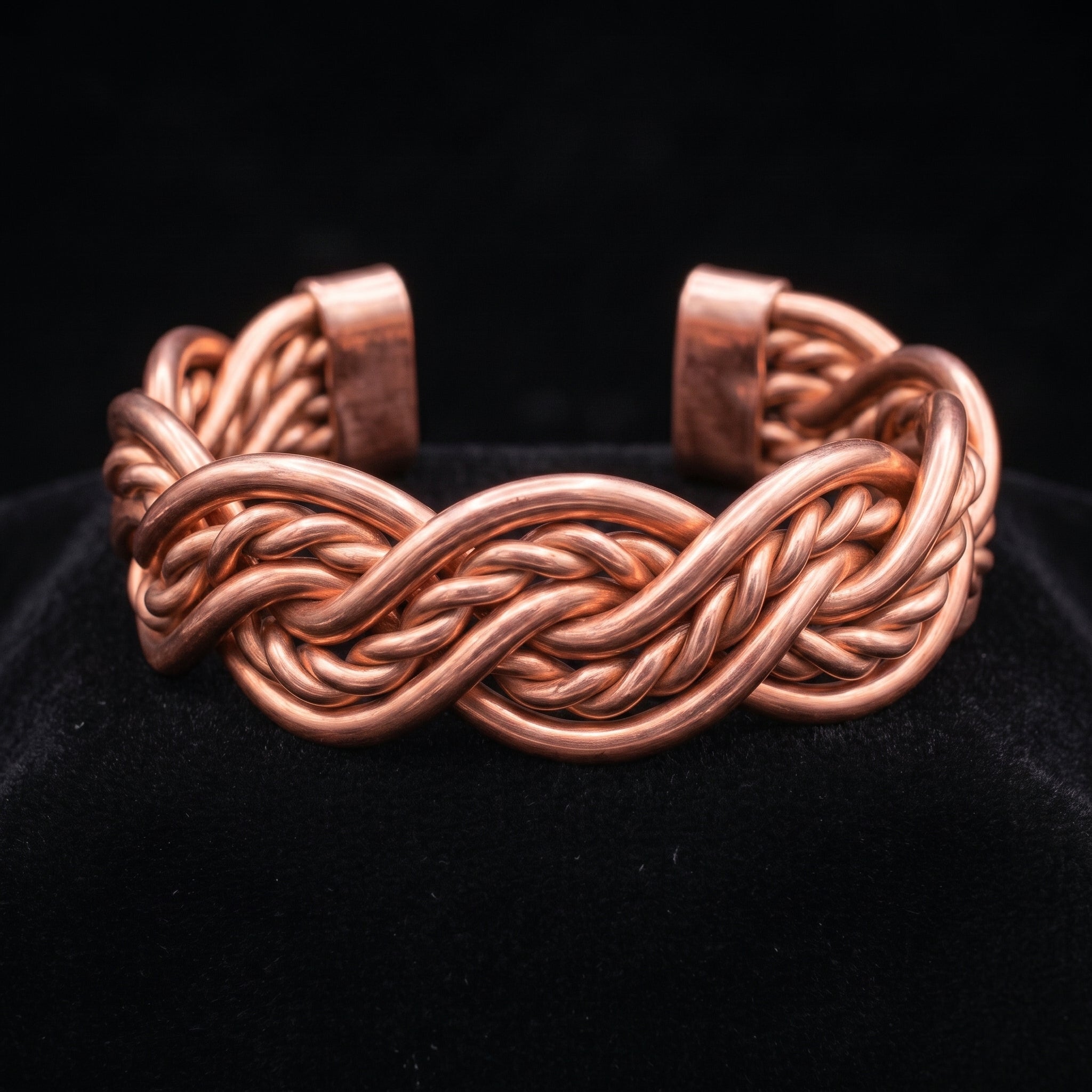 Thick Rope Braided Copper Cuff Bracelet - Handmade Chunky Copper Bangle