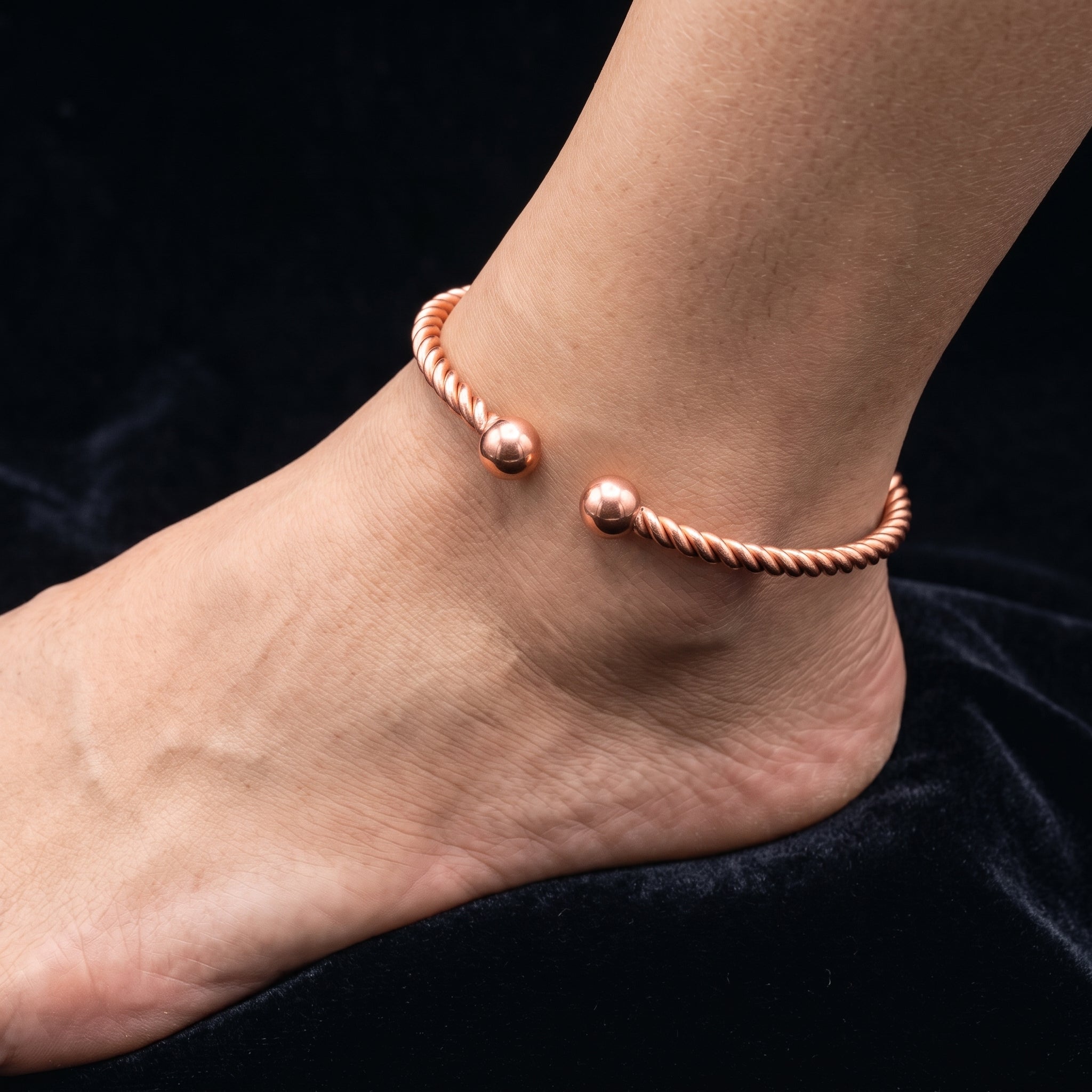 Twisted Rope Cuff Anklet — Open-End Copper Torque