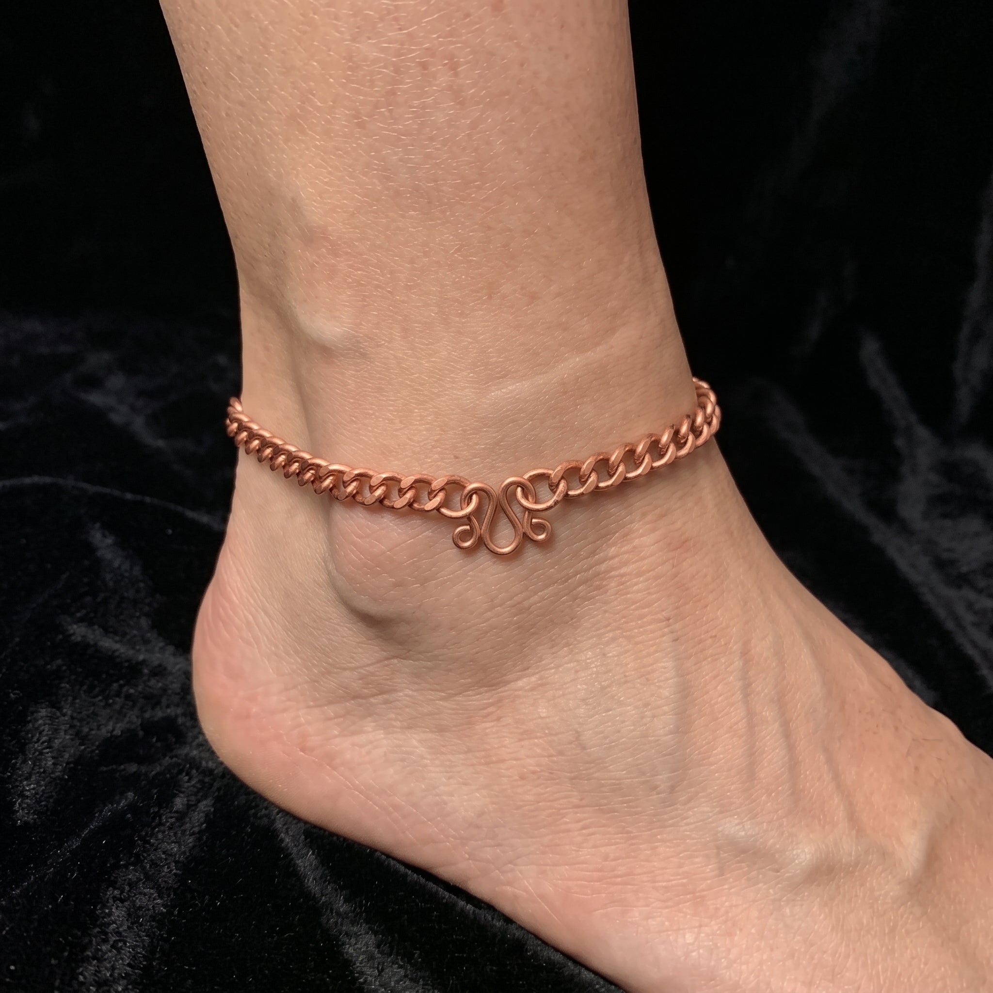 Classic Curb Chain Anklet — Flat-Link Solid Copper