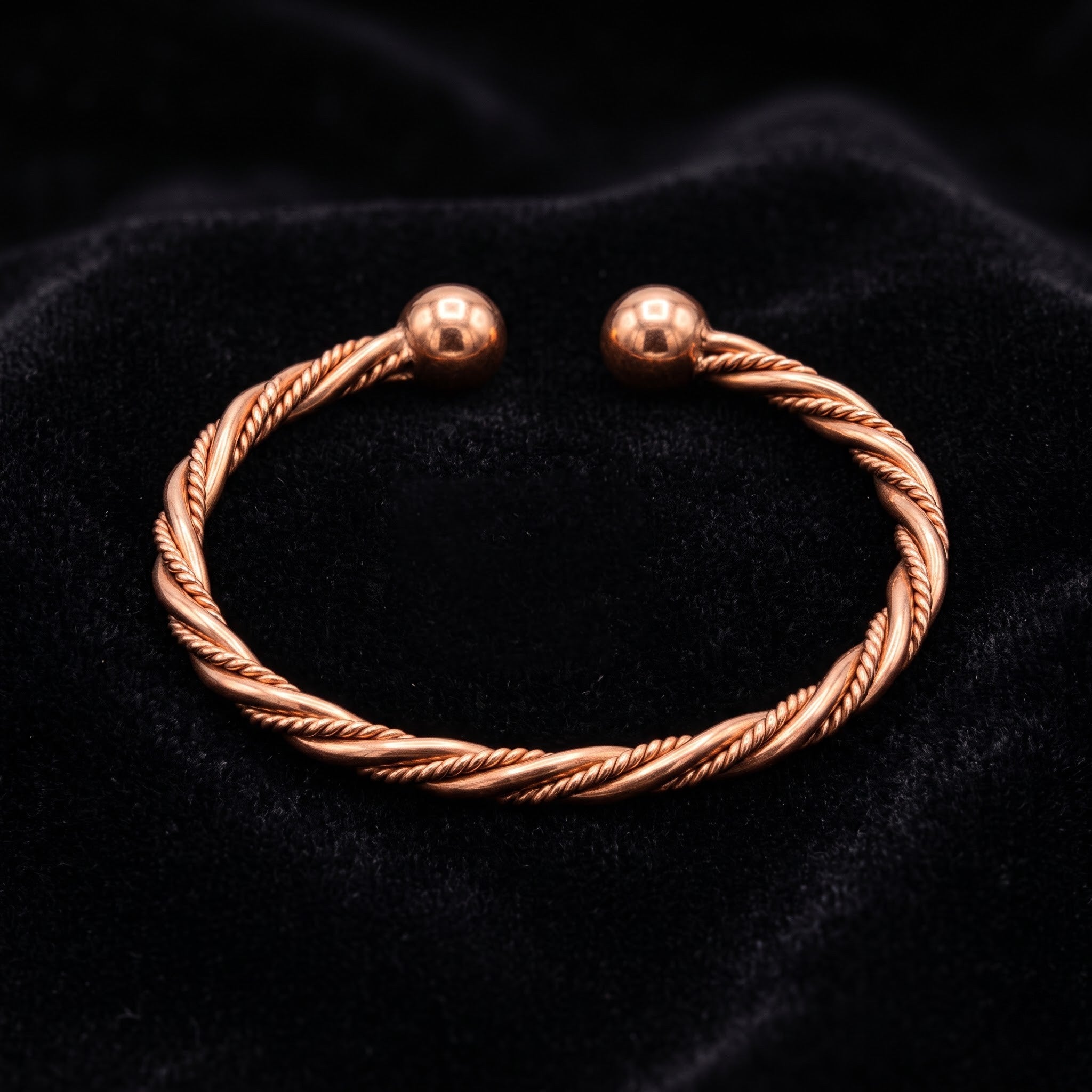 Handcrafted Solid Copper Twisted Cuff Bracelet – Pure Copper