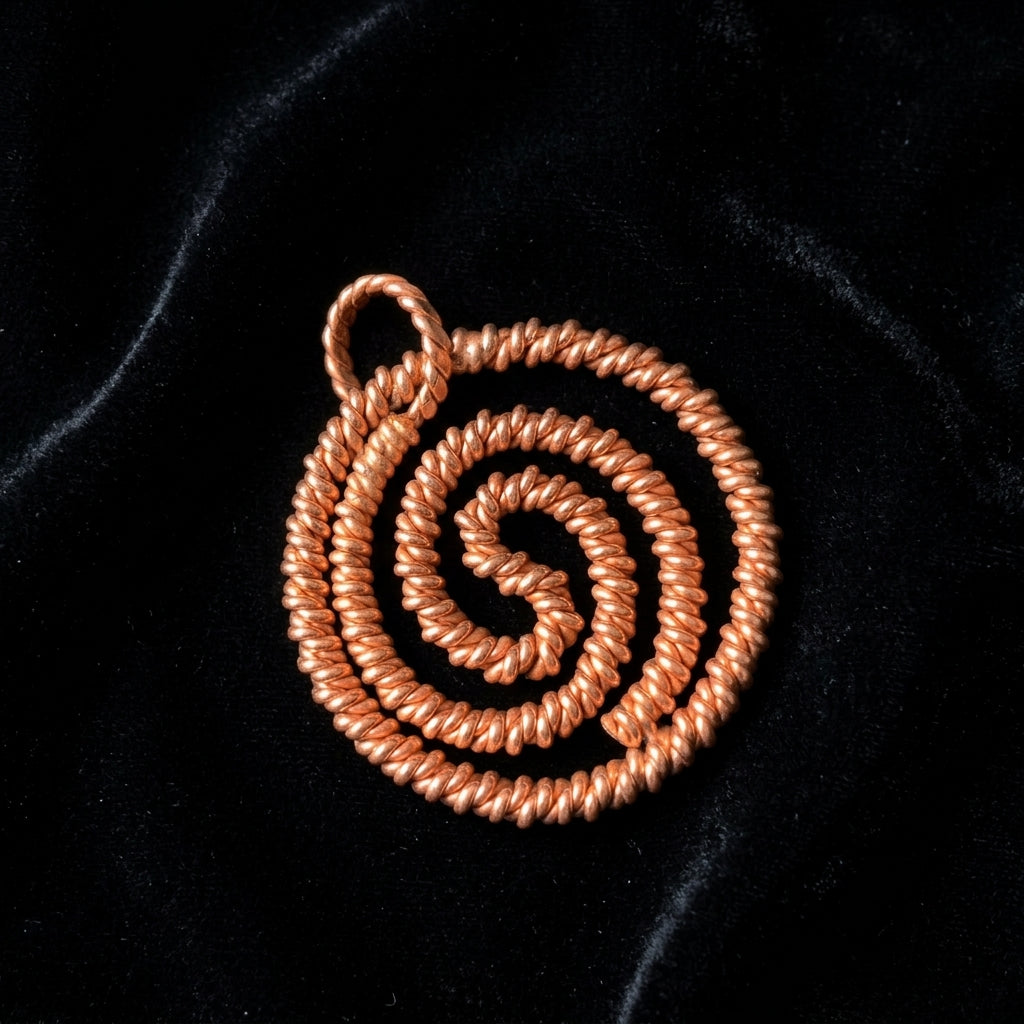 Yin Yang Symbol Pendant – Copper Spiral Design (432 Hz Inspired)