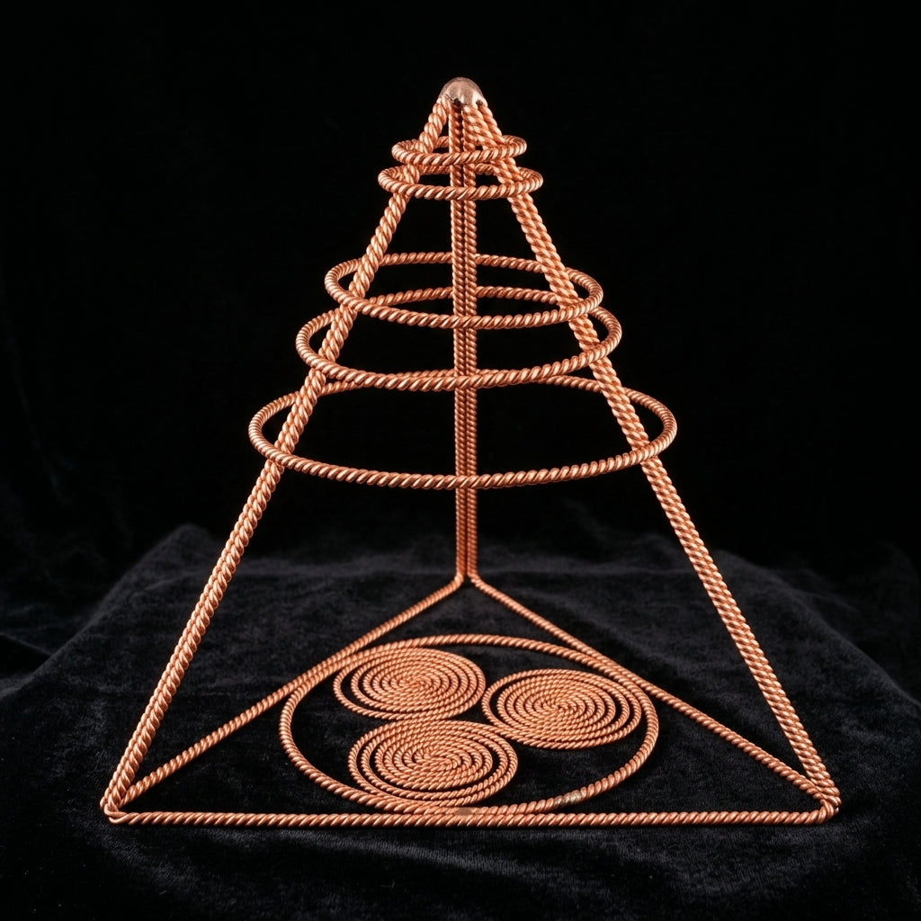 Copper Energy Pyramid – Triskelion & 4 Tensor Rings