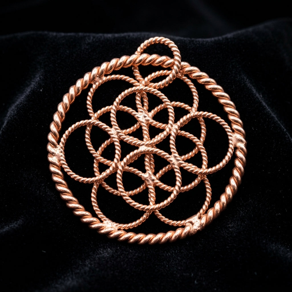 Tensor Flower with 188 MHz + Galactic Cubit Rings – Pure Red Copper - FREE