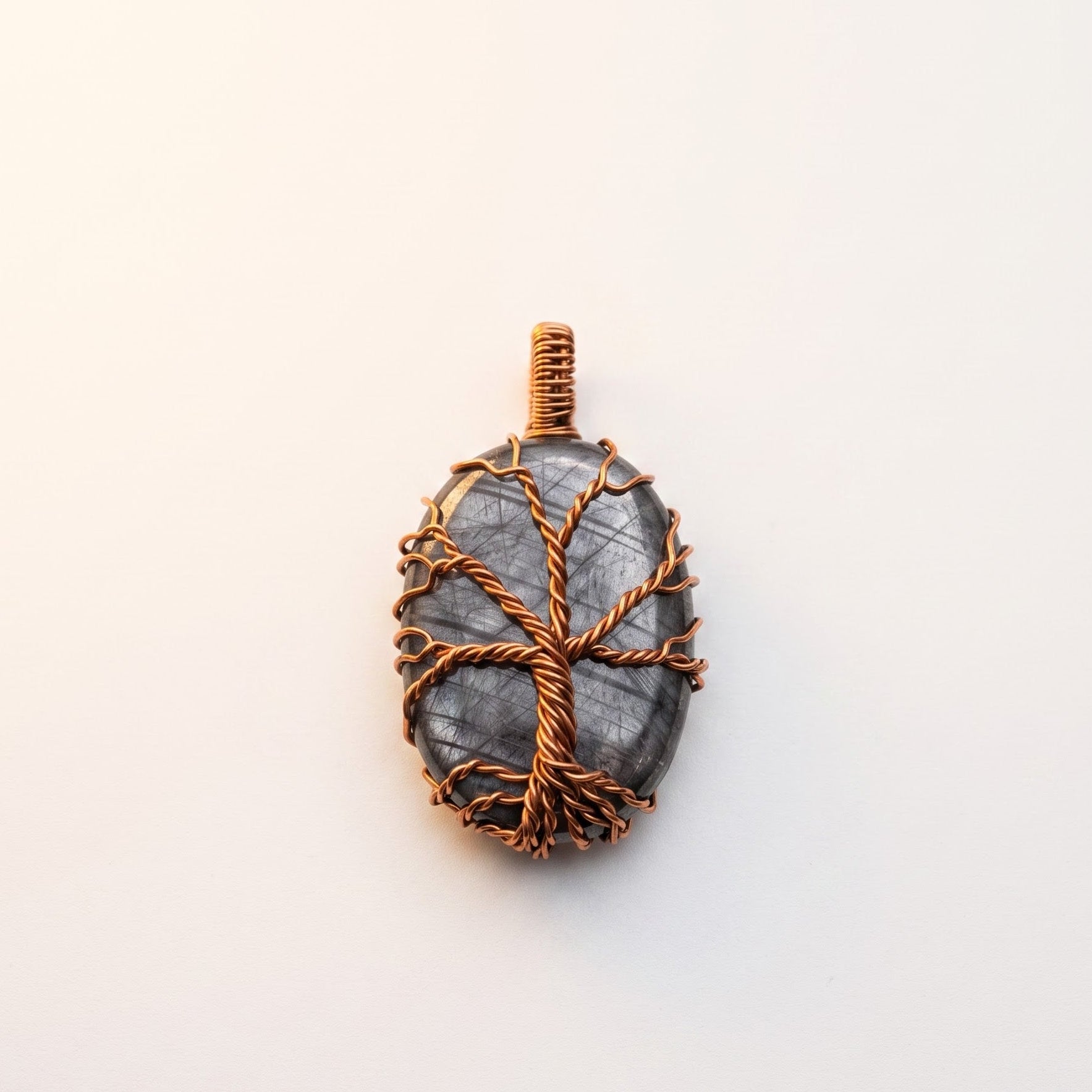 Raw Sapphire Tree of Life Pendant - Handmade Copper Wire Wrapped Necklace