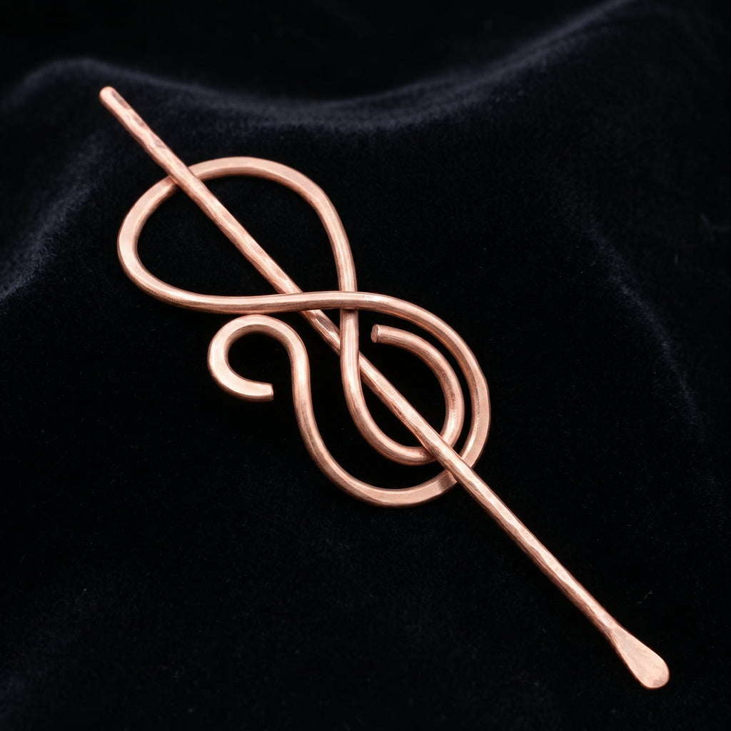 Copper Hair Slide – Flowing Knot