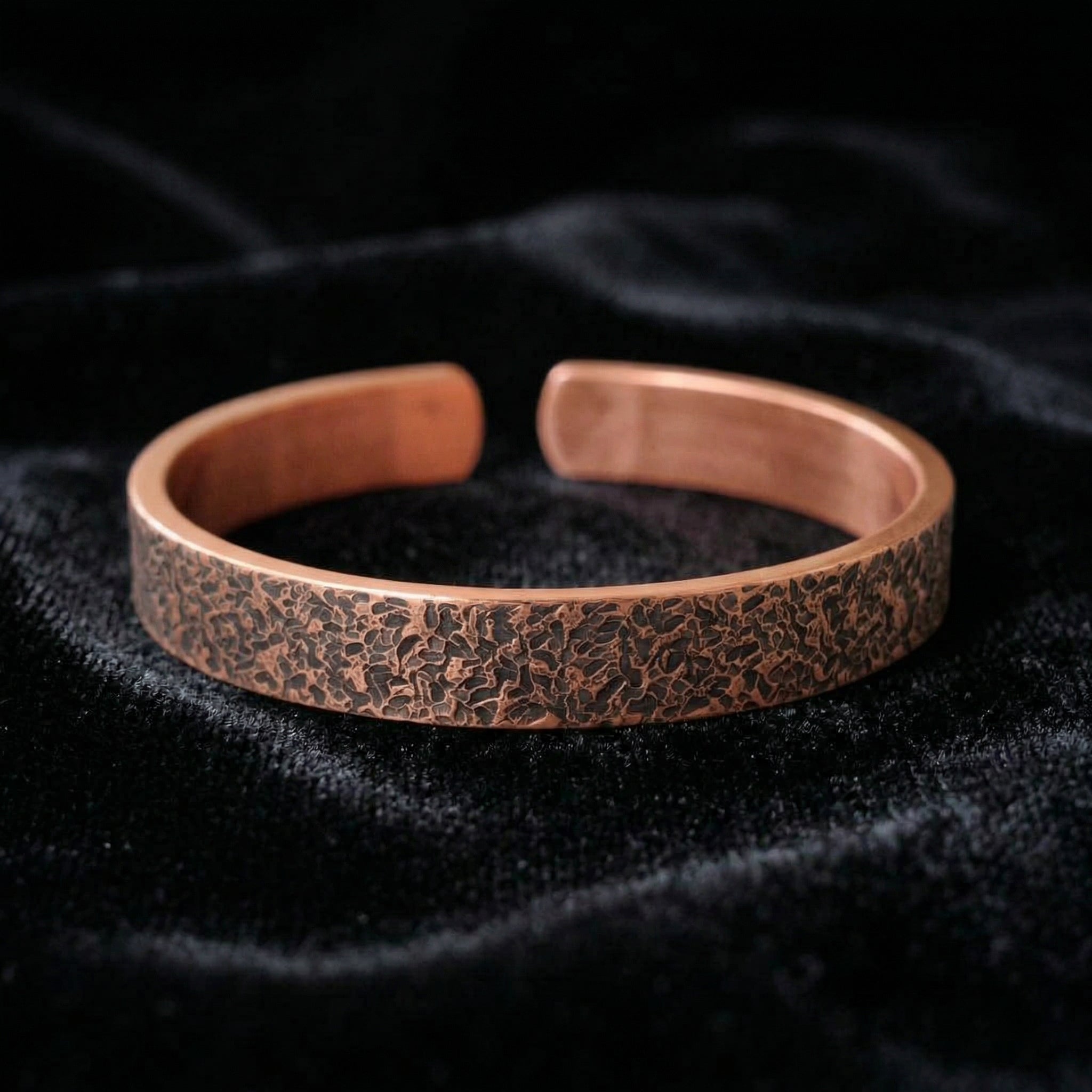 Rustic Solid Copper Cuff Bracelet – Vintage Textured Design S1