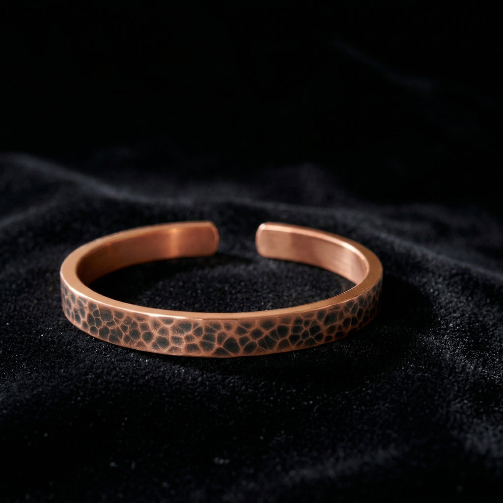 Handmade Solid Copper Cuff Bracelet – Thick Vintage Unisex VT44 - FREE