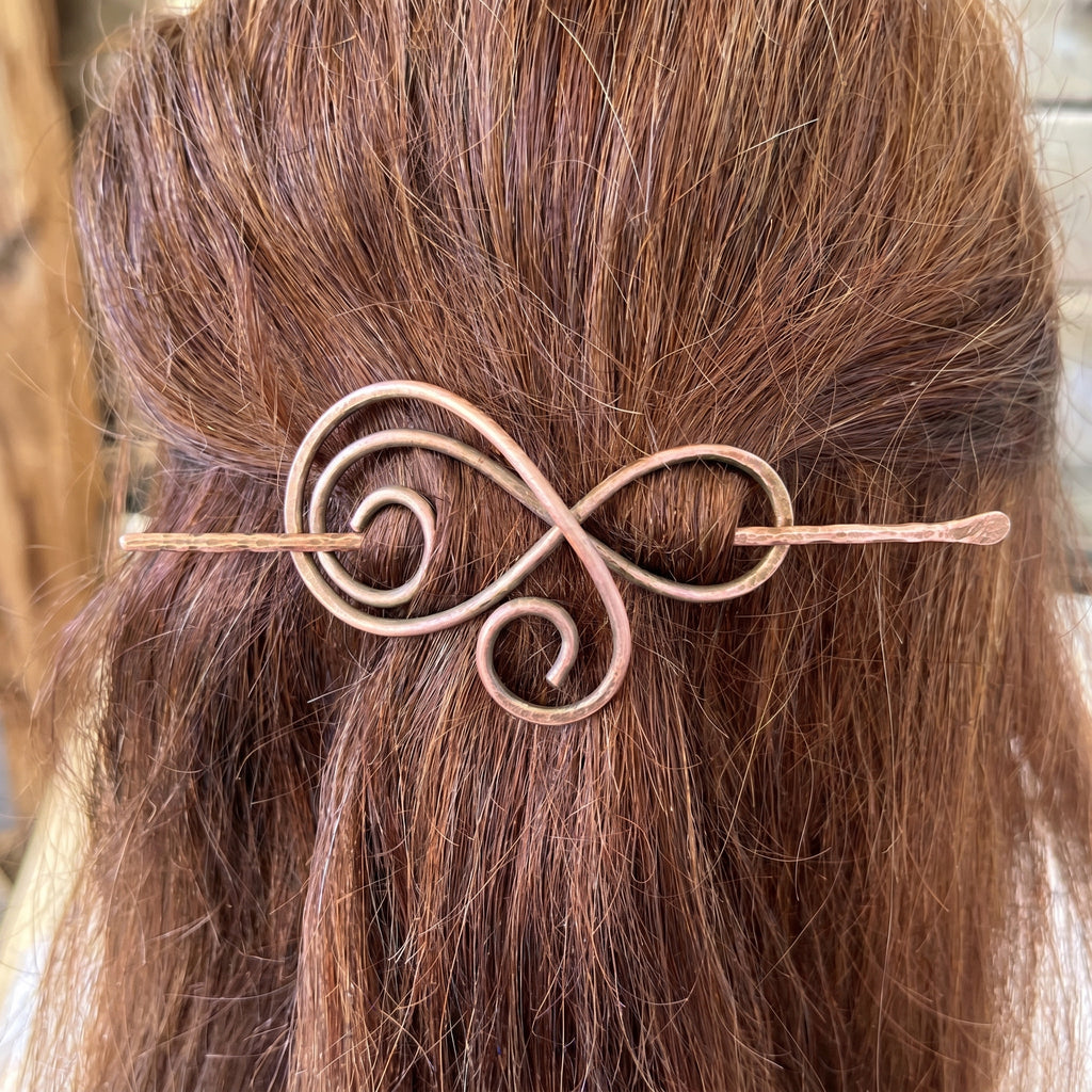 Copper Hair Slide – Swirling Infinity