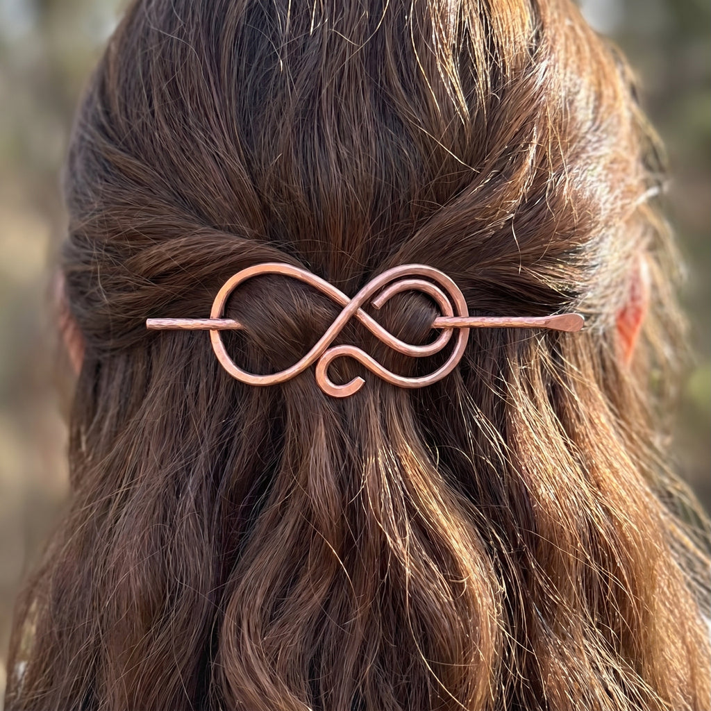 Copper Hair Slide – Flowing Knot