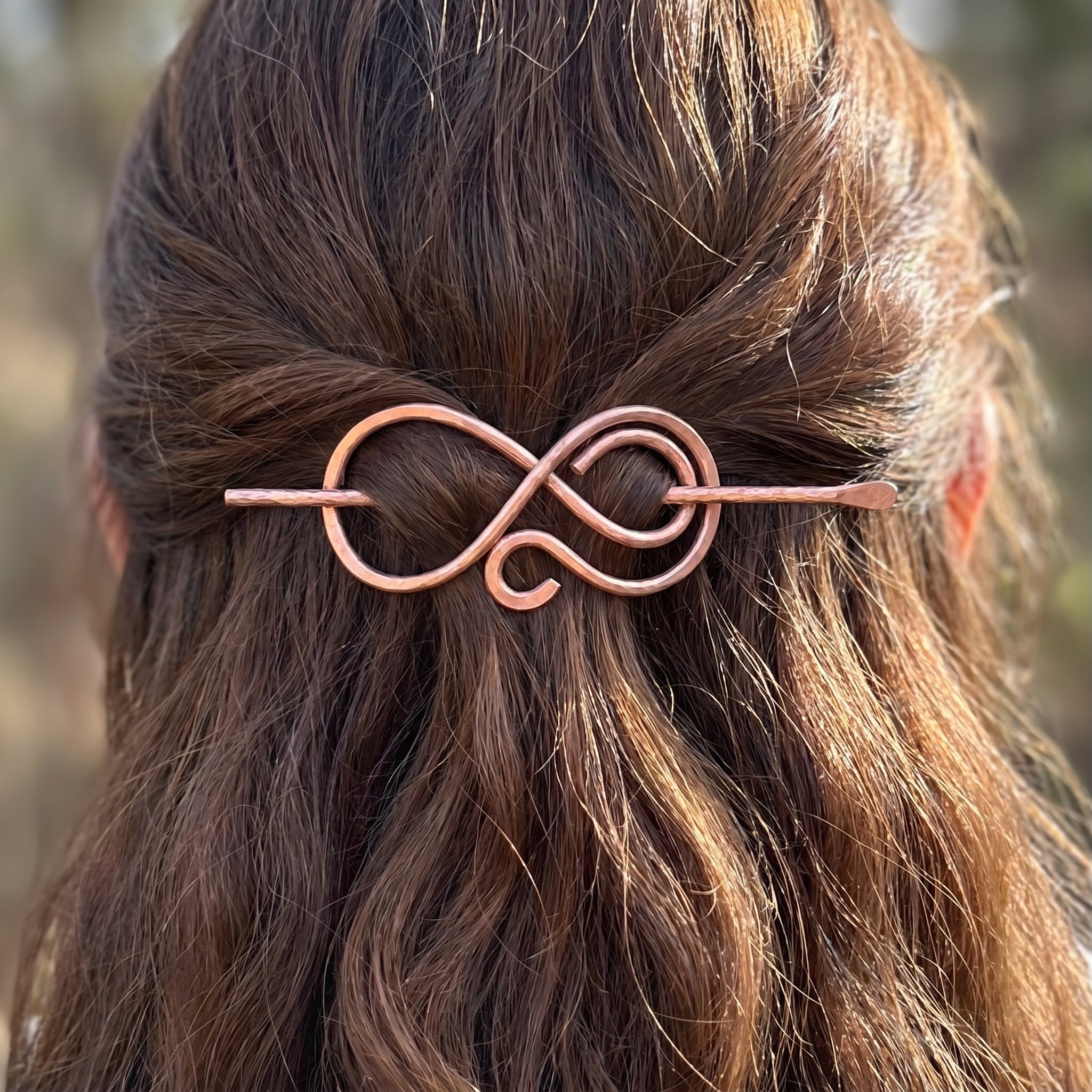Copper Hair Slide – Flowing Knot