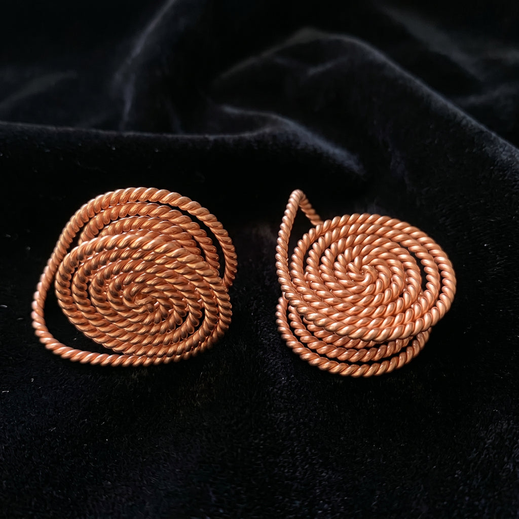 Pure Copper Spiral Hand Ring Set – Handmade Energy Jewelry for Meditation ( 144 HZ )