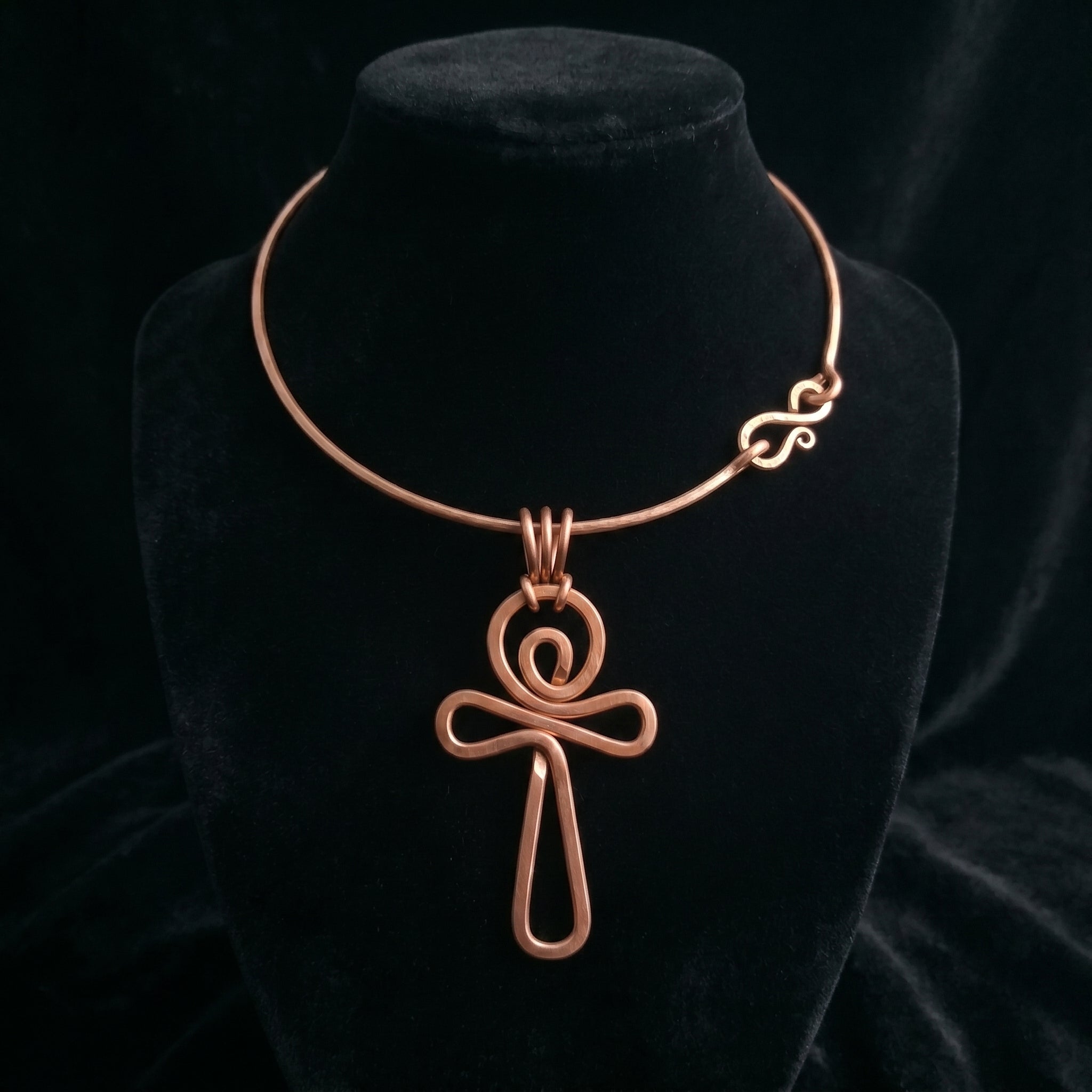 Copper Ankh Pendant Collar Necklace