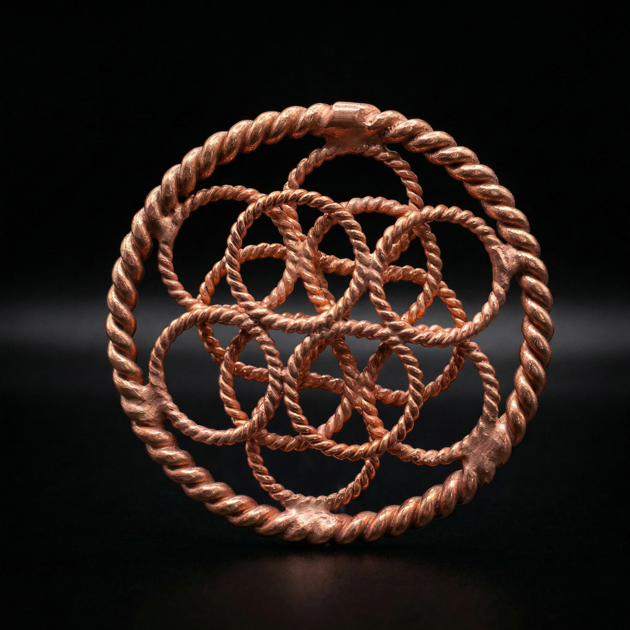 Tensor Flower with 188 MHz + Galactic Cubit Rings – Pure Red Copper