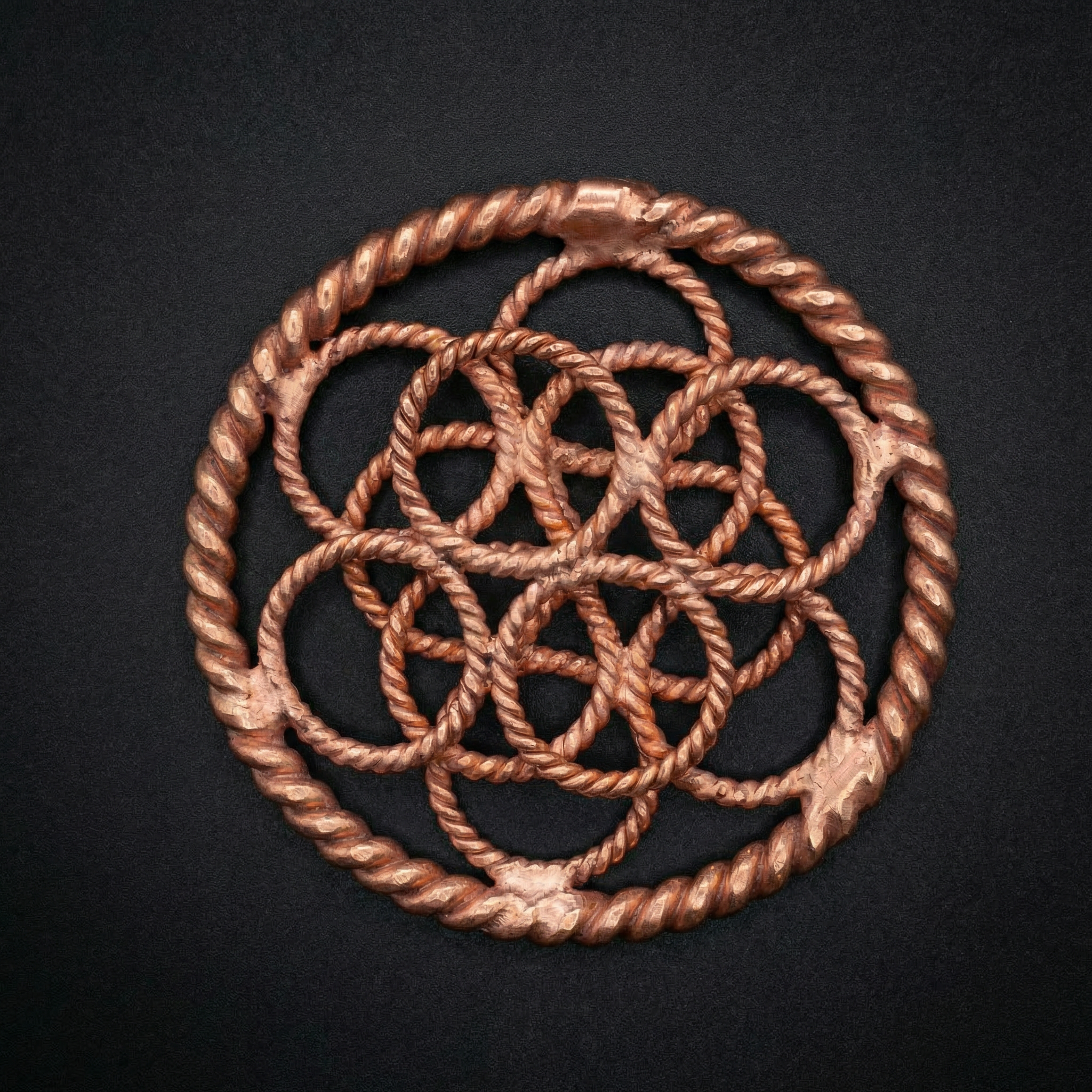 Tensor Flower with 188 MHz + Galactic Cubit Rings – Pure Red Copper