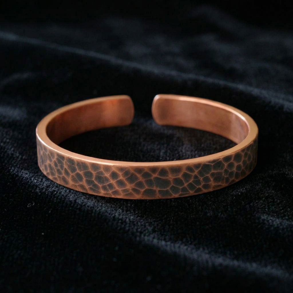 Handmade Solid Copper Cuff Bracelet – Thick Vintage Unisex VT44 - FREE