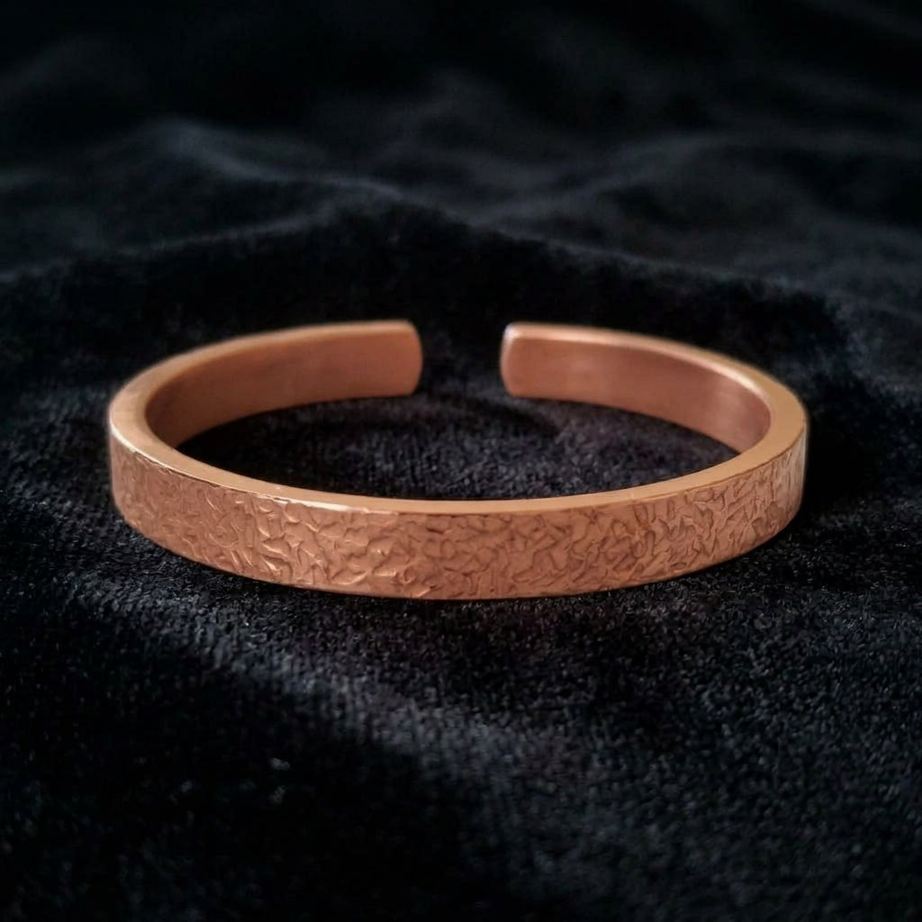 Rustic Solid Copper Cuff Bracelet – Vintage Textured Design S2
