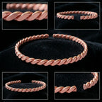 Flat Twisted Copper Bracelet – Pure Red Copper Open Cuff