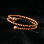 Twisted Copper Bracelet with Ball Ends – Sacred Geometry Design (177 / 188 / 528 Hz Inspired)